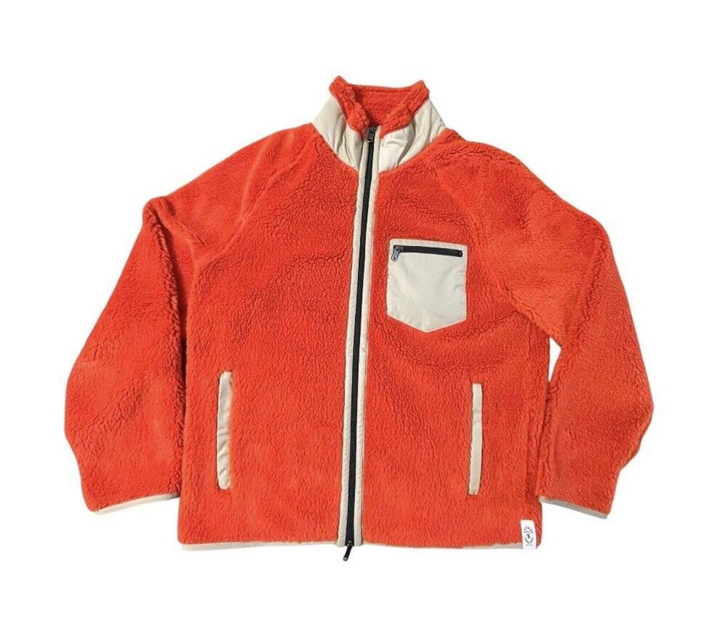 NWOT Todd Snyder Jacket Mens Medium Orange Sherpa Deep Pile Fleece Full Zip